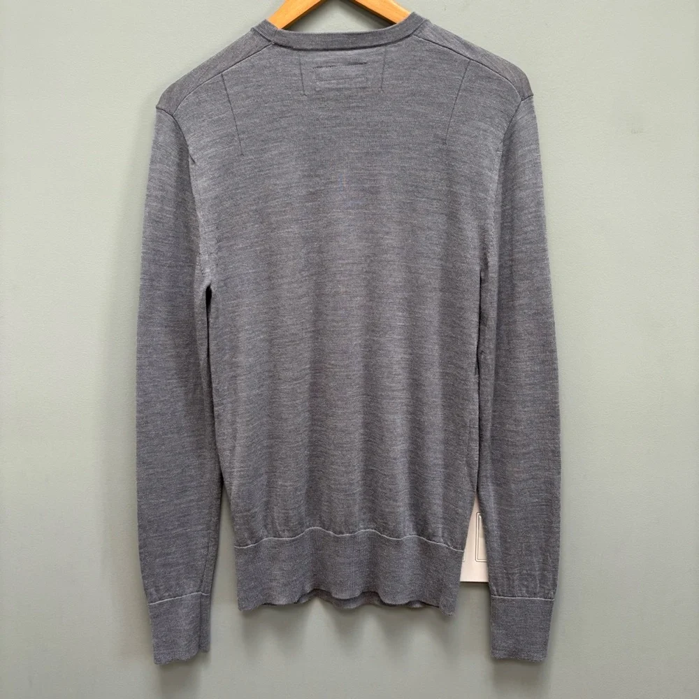 Allsaints Mode Merino Crew Neck Ramskull Sweater in Smith Blue M